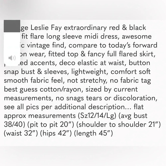 VINTAGE LESLIE FAY EXTRAORDINARY RED PLAID FIT FLARE LONG SLEEVE MIDI DRESS L - Picture 13 of 13